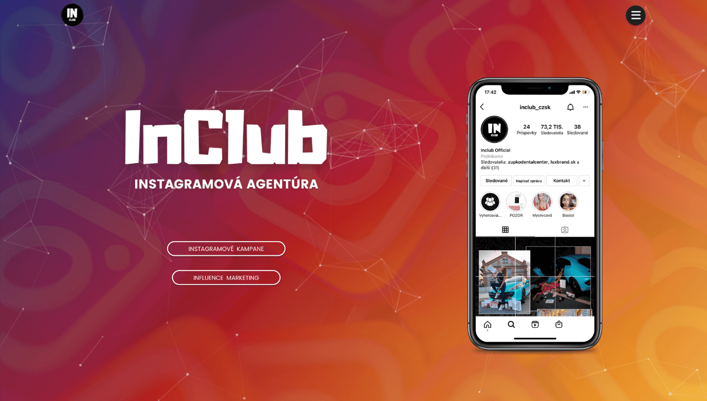 Tvorba webovej stránky InClub
